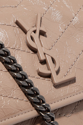 Saint Laurent Niki Medium Quilted Crinkled Glossed-leather Shoulder Bag - Beige