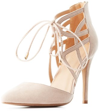 Charlotte Russe Caged D'Orsay Lace-Up Heels