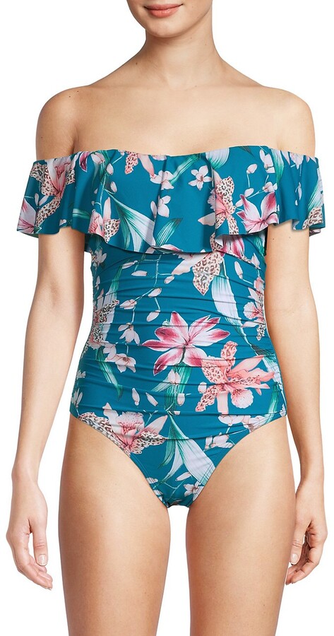 Off The Shoulder Floral One Piece Swimsuit | Shop the world's 