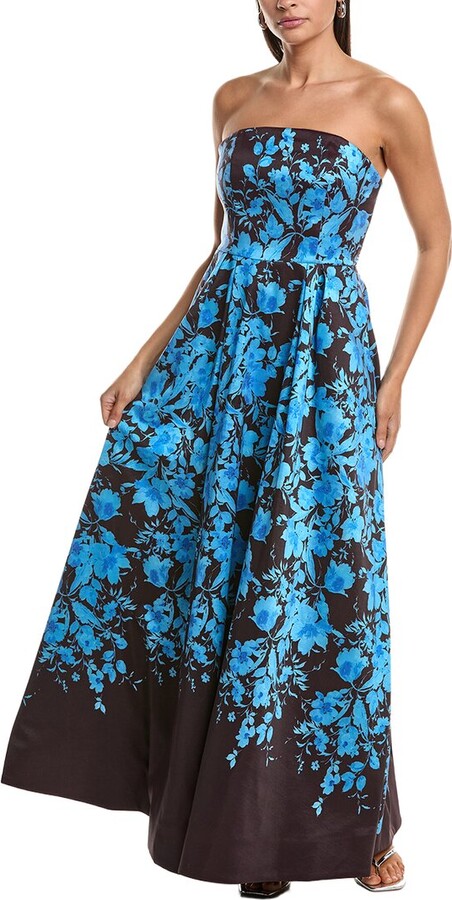 Milly Winona Flower Strapless Maxi Dress