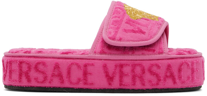 Versace Underwear Pink Medusa Platform Slippers - ShopStyle
