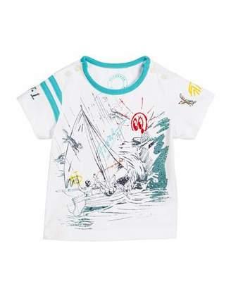 Burberry Short-Sleeve Sailing Print T-Shirt, Size 6M-3