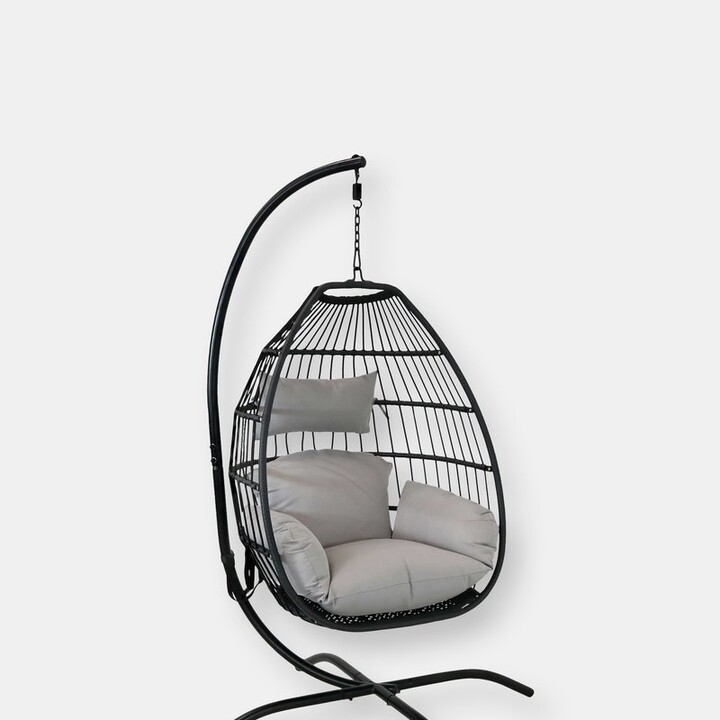 Sunnydaze Decor Sunnydaze Resin Wicker Hanging Egg Chair with Steel