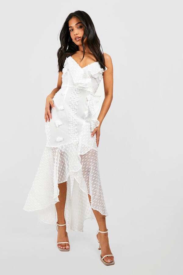 White Ruffle Wrap Dress | ShopStyle UK