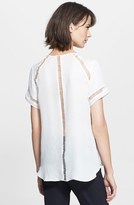 Thumbnail for your product : Rebecca Taylor Ladder Stitch Textured Silk Top