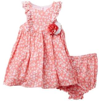 Laura Ashley Coral White Floral Printed Dress (Baby Girls)