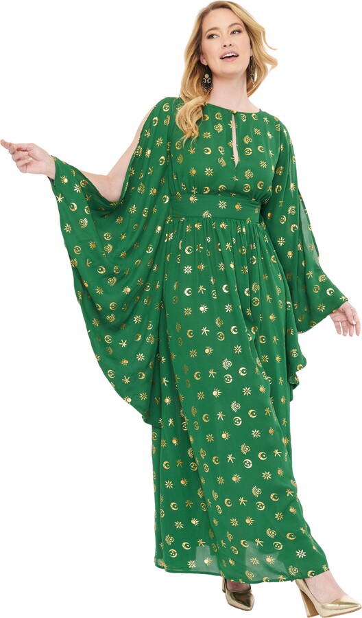 Unique Vintage Plus Size 1960s Flutter Sleeve Caftan