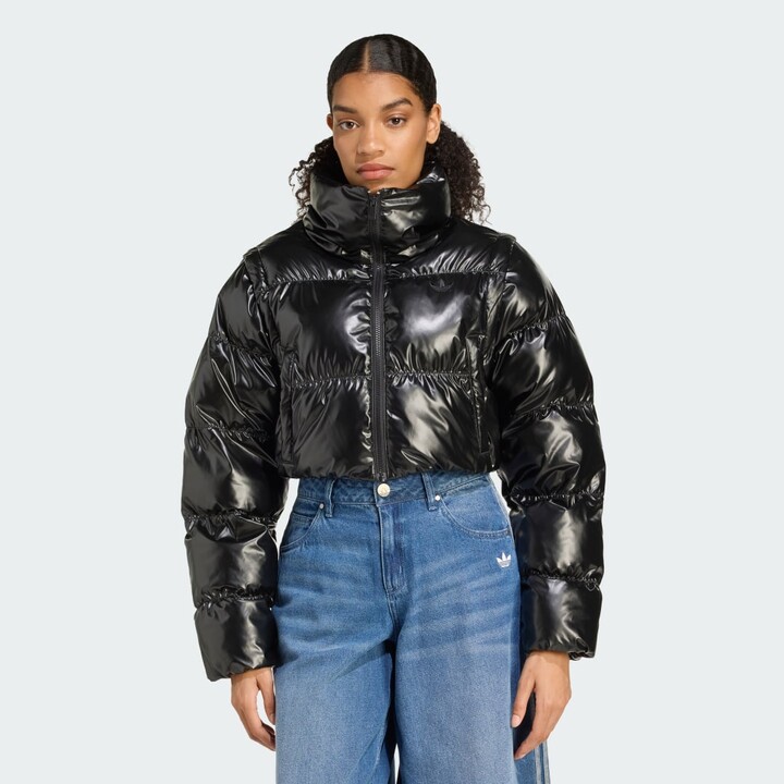 Essentials Glossy Two-In-One Cropped Puffer