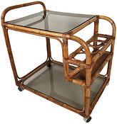 Thumbnail for your product : One Kings Lane Vintage Rattan & Smoked Glass Bar Cart - Tobe Reed - Brown