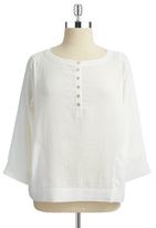 Thumbnail for your product : Eileen Fisher Gauze Top with Henley Neckline