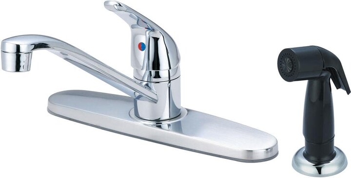 Olympia Single-Handle Standard Kitchen Faucet with Side Spray in Polished Chrome