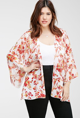 Forever 21 FOREVER 21+ Plus Size Floral Chiffon Kimono