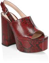 Thumbnail for your product : Miu Miu Snakeskin-Embossed Leather Platform Slingback Sandals