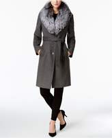 Thumbnail for your product : MICHAEL Michael Kors Fox-Fur-Trim Walker Wool-Cashmere Blend Coat