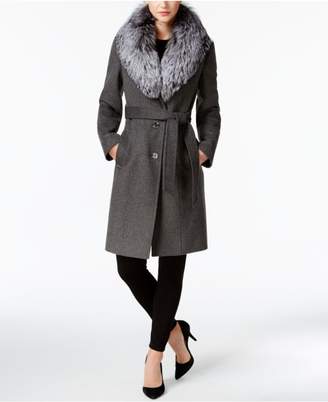 MICHAEL Michael Kors Fox-Fur-Trim Walker Wool-Cashmere Blend Coat