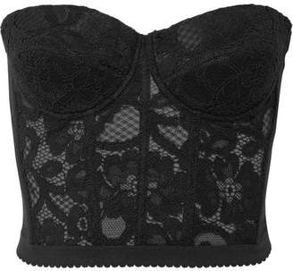Moschino Cropped Lace Bustier Top - Black