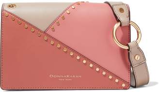 Donna Karan Adan Studded Color-block Leather Shoulder Bag