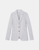 Plus Size French Stripe Linen Blazer 