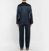 Thumbnail for your product : Isaia Contrast-Tipped Stretch-Silk Satin Pyjama Set - Men - Navy