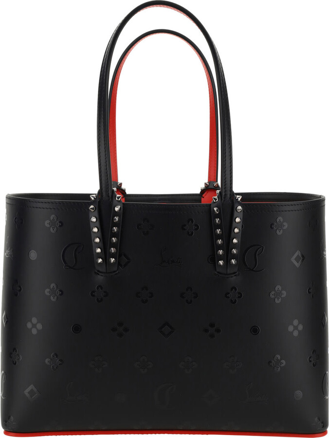 Cabata small - Tote bag - Calf leather and spikes - Black - Christian  Louboutin