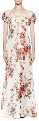Saint Laurent Off-The-Shoulder Floral-Print Gown