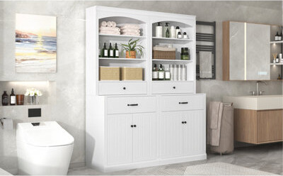 Rosecliff Heights Durable Bathroom Cabinet With Versatile Storage Options And Stylish Design