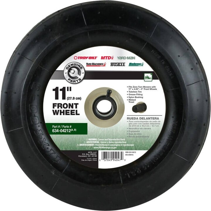 MTD Genuine Factory Parts 11 in. x 4 in. Pneumatic Zero Turn Front Wheel Assembly with Ribbed Tread