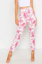 Thumbnail for your product : boohoo Vintage Floral Print High Waist Skinny Trousers