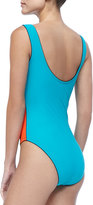 Thumbnail for your product : Karla Colletto Tricolor Front-Zip One-Piece
