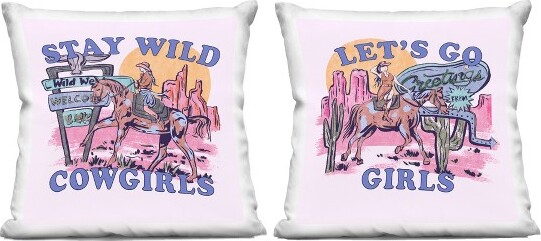 Stupell Industries StupellIndustriesPinkCowgirlPhrases2pcIndoorDecorativeThrowPillowSet,18x18Each