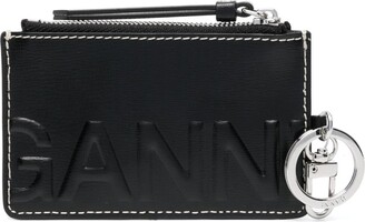 Ganni Black Logo Embossed Zip Cardholder - ShopStyle
