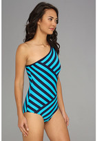 Thumbnail for your product : DKNY Chic Stripe Spliced One Shoulder Maillot One-Piece