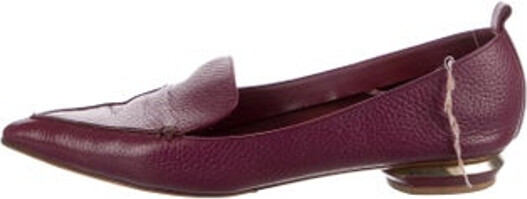 Nicholas Kirkwood Leather Loafers Burgundy Semi-Pointed Toes Designer