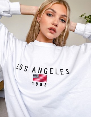 daisy street relaxed sweatshirt with vintage los angeles embroidery