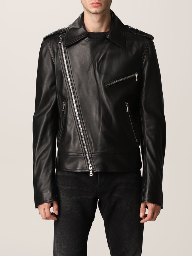 Balmain leather biker jacket - ShopStyle