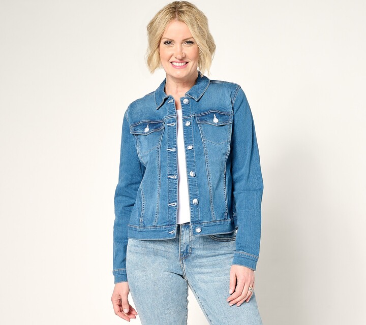 Belle By Kim Gravel TripleLuxe Denim Topstitch Jean Jacket