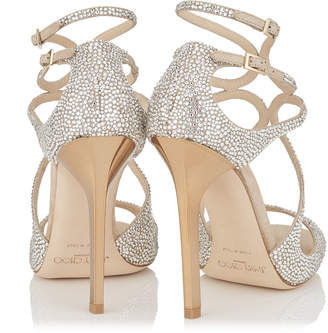Jimmy Choo LANCE Nude Suede Sandals with Crystals