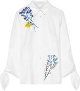 Thumbnail for your product : Carolina Herrera Floral-appliqued Cotton-blend Poplin Shirt