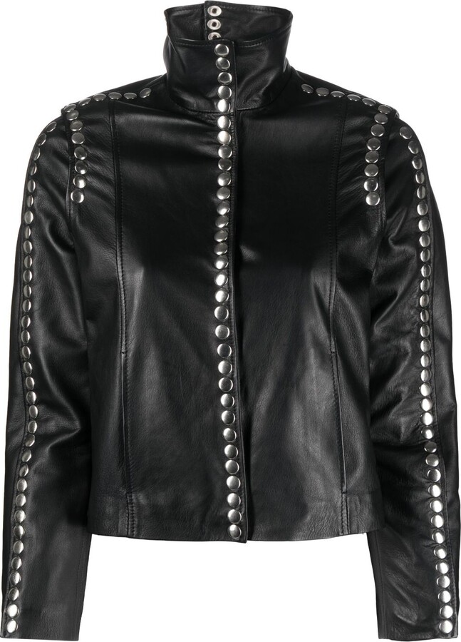 Womens Studded Black Leather Jackets | ShopStyle
