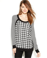 Thumbnail for your product : Vince Camuto Mixed-Stitch Houndstooth Sweater