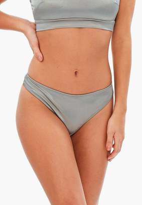 Missguided Silver Satin Thong