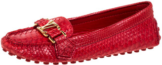 Louis Vuitton Red Python Leather Loafers Size 35 - ShopStyle