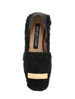 Thumbnail for your product : Sergio Rossi 10mm Metal Plaque Lamb Fur Loafers