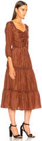 Thumbnail for your product : Sea Ethno Pop 3/4 Sleeve Ruched Midi Dress in Orange Check | FWRD