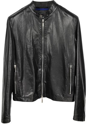 Forzieri Black Leather Motorcycle Men's Jacket