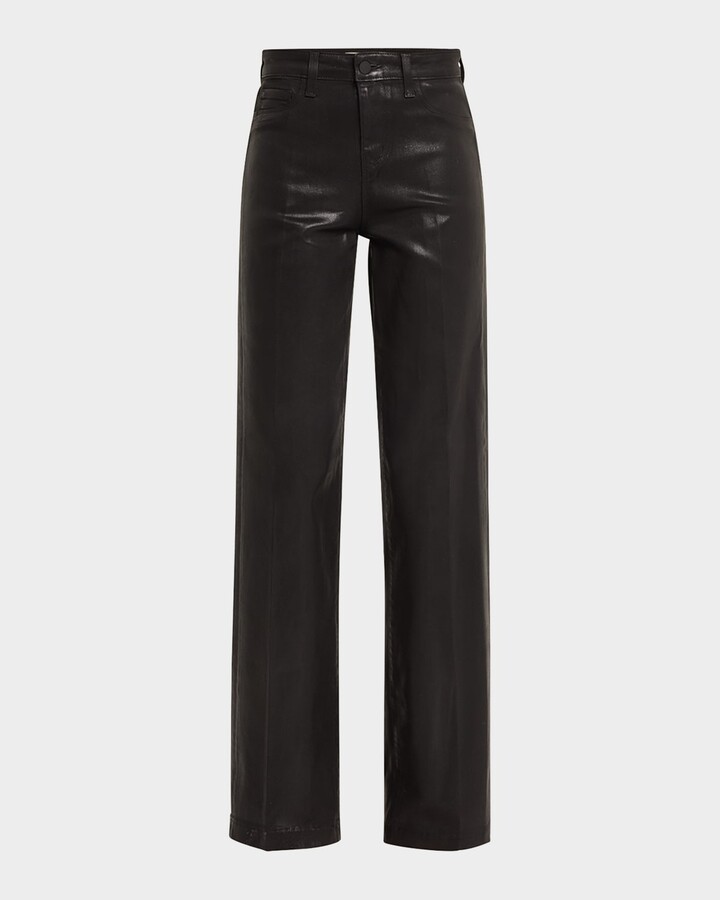 L'Agence Clayton Coated Wide-Leg Jeans