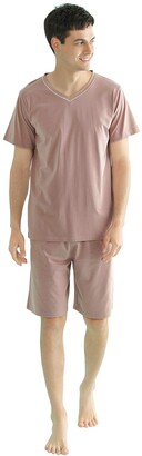 YAOMEI Mens Pyjamas Set Short Cotton Mens Short Sleeves Nighties PJ Set Sleepwear Nightwear