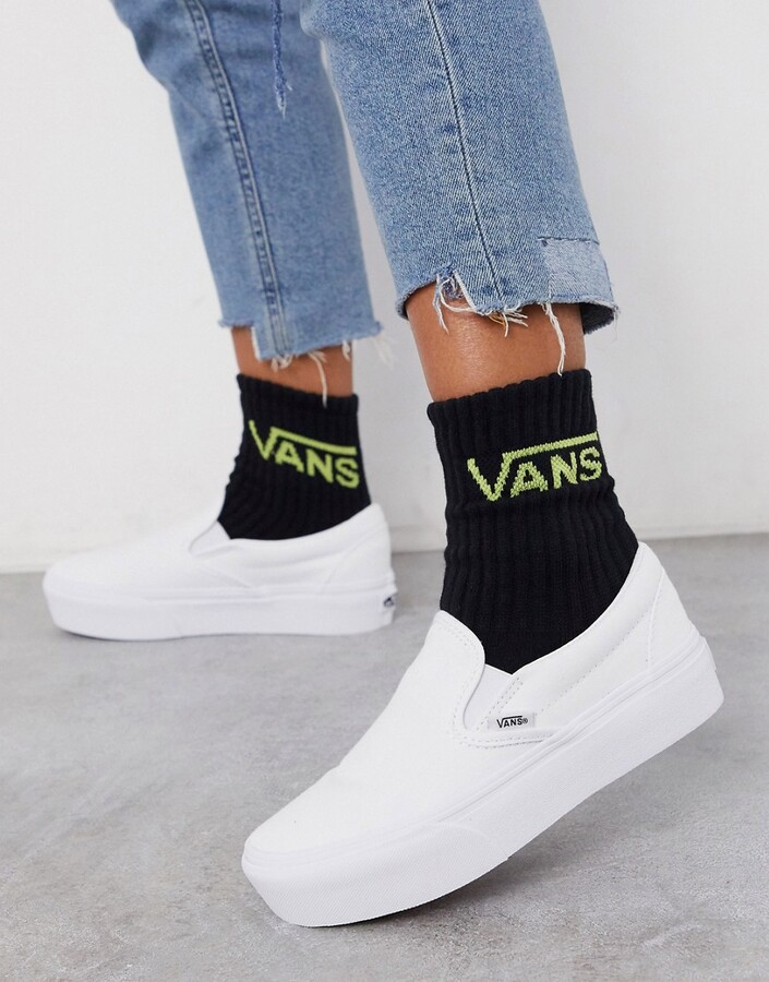 vans slip on platform blanche