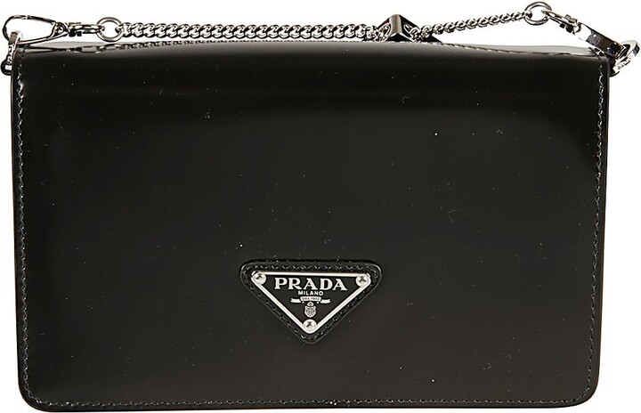 Prada Logo-Plaque Chain-Linked Shoulder Bag - ShopStyle