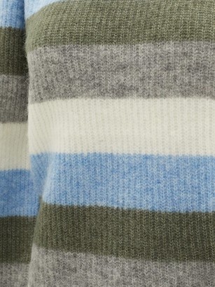 Ganni Balloon-sleeve Striped Wool-blend Sweater - Blue Multi